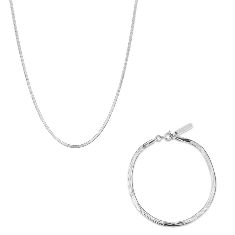 Uhren & Schmuck Basic | Jewellery Set Snake Silver